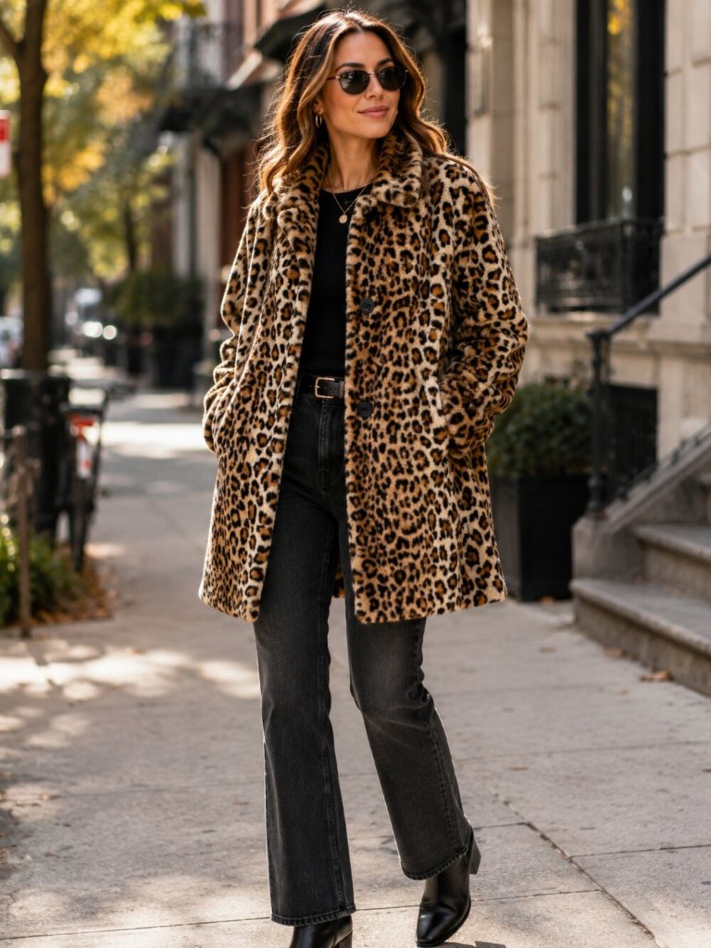 Sanctuary Leopard Faux Fur Coat L Animal Print Teddy Statement Jacket